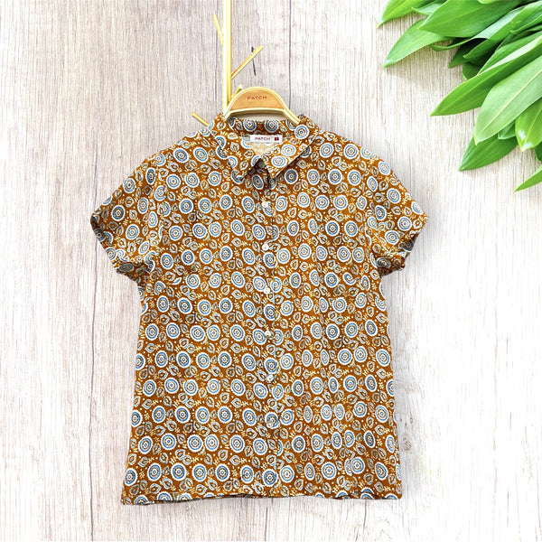 Patch Women Short Sleeve Floral Print Casual Fashion Shirt