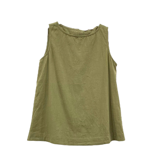 Patch Women Casual Linen Round Neck Sleeveless Blouse