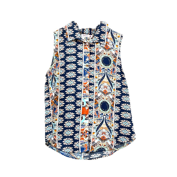 Patch Women Sleeveless Printed Blouse