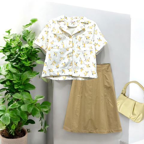 Patch Women Cotton Short Sleeve Shirt Print