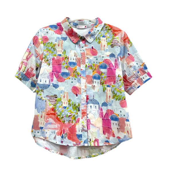 Patch Women Casual Short Sleeve Blouse